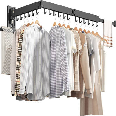 Folding retractable clothes discount rack